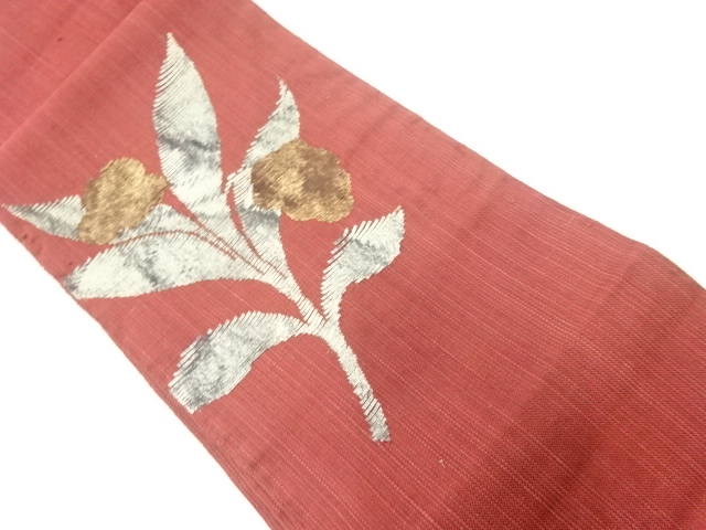 JAPANESE NAGOYA OBI / WOVEN FLORAL PLANTS